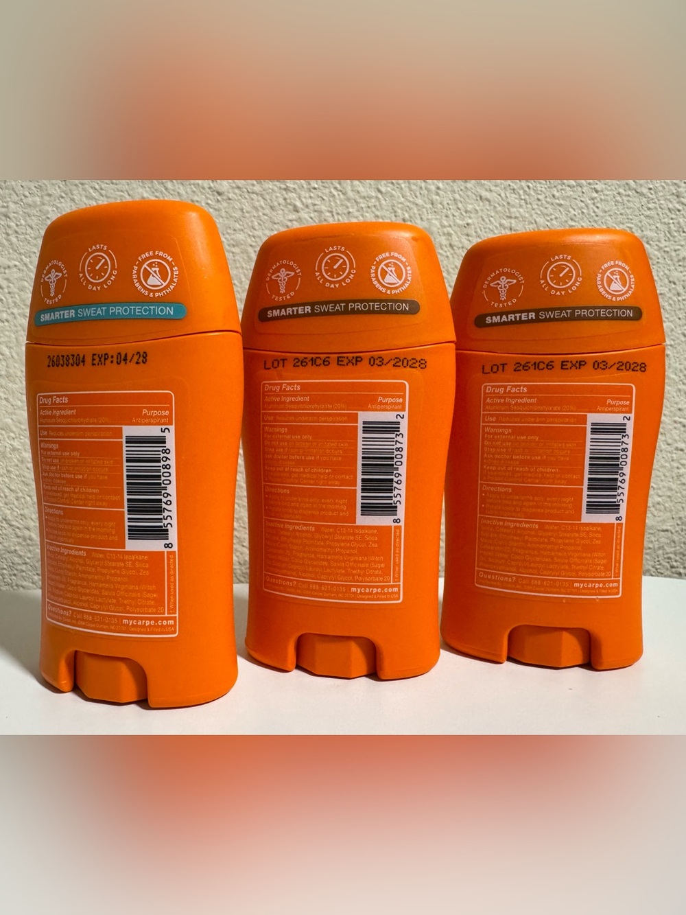 Carpe Coconut Vanilla and Clean Sport Antiperspirant Deodorant - lot of 3 - Picture 2 of 3